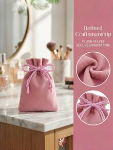 30pcs Velvet Jewelry Pouches With Drawstring, Soft Drawstring Gift Bags Suitable For Weddings, Parties, Valentine's Day And Anniversaries. - Multicolor - View 5