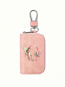 Pink Zipper Key Pouch With Fairy, Flower And Letter, Matte Leather, Functional Key Pouch Suitable For Car, Home And Office - Perfect For Graduation, Teacher's Day - Neutral Design, Travel Accessory, Elegant Jewelry, Premium Craftsmanship, Professional Accessory, Perfect Gift For Classmates And Friends, Realistic, Mini, Minimalist Style, Perfect Wedding And Holiday Gift Or Accessory For Women's Handbag, Keychain, Valentine's Day Gift, Ideal Choice For Graduation Ceremony And Teacher's Day - Multicolor - View 23