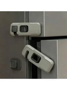 Storage Cabinet Safety Universal Lock, 360° Rotatable Single Door Refrigerator Lock, Child Safety Freezer Lock, With 2 Strong Adhesive Pads, Cabinet Lock, Door Lock, Easier Installation, No Drilling Required, Strong Adhesive Tape, Storage Cabinet Safety Lock, For Refrigerator, Cabinet And Drawer - Multicolor - View 2