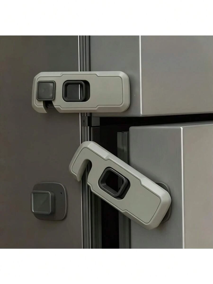 Storage Cabinet Safety Universal Lock, 360° Rotatable Single Door Refrigerator Lock, Child Safety Freezer Lock, With 2 Strong Adhesive Pads, Cabinet Lock, Door Lock, Easier Installation, No Drilling Required, Strong Adhesive Tape, Storage Cabinet Safety Lock, For Refrigerator, Cabinet And Drawer