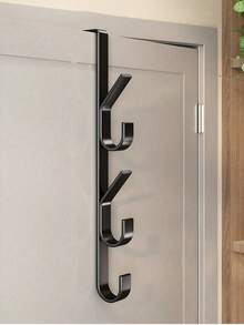1pc Carbon Steel No-Drill Door Hook - Heavy Duty Metal Multi-Function Towel Rack | Space-Saving Vertical Design Storage Hanging Rack | Bathroom Door Towel Rack, Titanium Gold, No Drilling Required, Suitable For Bedroom - View 12