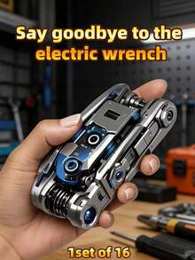 16-In-1 Folding Multi-Function Screwdriver Wrench Non-Slip Grip And Rotating Design Durable Easy To Use Universal Portable Repair Tool For Home And Car Repair - A - View 2