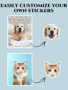 Custom Pet Portrait Stickers, Personalized Dog And Cat Face Photo Stickers, Waterproof Die-Cut Vinyl Decals In Multiple Sizes, Pet Photo Labels For Parties, Events, Gift Bags, Envelopes, Invitations, Scrapbooks, Tumblers, Laptops And DIY Crafts - Multi-color C - View 3