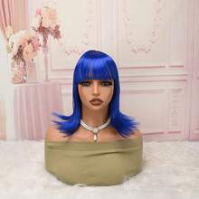 Women's Light Blonde Shoulder‑Length Synthetic Wig, Heat Resistant Fashion Wigs For Theme Party Cosplay - Multicolor - View 8