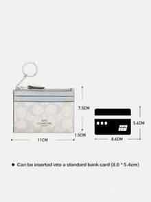 Coach Women's Signature Canvas Print Ultra-Thin Zipper ID Card Wallet, Credit Card Holder With Pockets - Light Blue - View 6