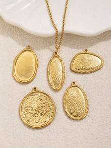 1pc Organic Textured Stainless Steel Charms For Jewelry Making, 18K Gold Plated Irregular Blank Pendant For DIY Necklace Bracelet Making - Pendants - View 3