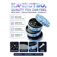 Premium Zinc Alloy Grinder - 50mm UV Printed Cute Ice Cream Ghost Cartoon Pattern, Efficient Herb Grinder, Suitable For Daily Use, Exquisite Gift For Men And Women, Christmas Gift Choice, Best Gift Option - View 4