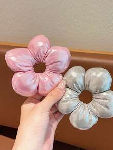 1pc Girl Bun Flower Hair Scrunchie Ponytail Decor Hair Accessory - Multicolor - View 10