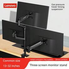 Lenovo A730 3‑Arm Pneumatic Ergonomic Desktop Monitor Stand, Full‑Motion Articulating Rotatable VESA Mount, Cable Management Space‑Saving Bracket For Home Office Large‑Screen Display - View 2