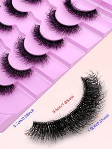 ENCHUW 6 Pairs Fox Eye Eyelashes Cat Eye Lashes With Clear Band Eyelashes Fluffy Soft Natural Long Fake Lashes - Black - View 4