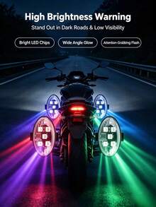 6Pcs RGB LED Strobe Warning Light With Remote Control, USB Rechargeable Anti‑Collision Flash Lamp, 8‑Color Multi‑Mode Night Safety Light For Motorcycle Bike Car Drone Camping - Multicolor - View 12