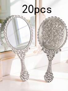 1/4/10/20pcs Vintage Handheld Makeup Mirror Set, With Gold/Silver/Rose Gold Small Embossed Design, Portable Makeup Mirror, This Small Embossed Mirror Is Perfect For Princess Theme Party And Travel - Multicolor - View 8