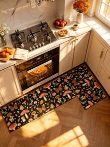 1/2pcs Diatomaceous Earth Bath Mat, Vintage Mushroom Pattern, Super Absorbent, Non-Slip, Perfect For Bathroom, Kitchen And Dining Room, Quick Dry, Ideal Home Decor And Bathroom Mat Gift, Holiday Gift! - Multicolor - View 2