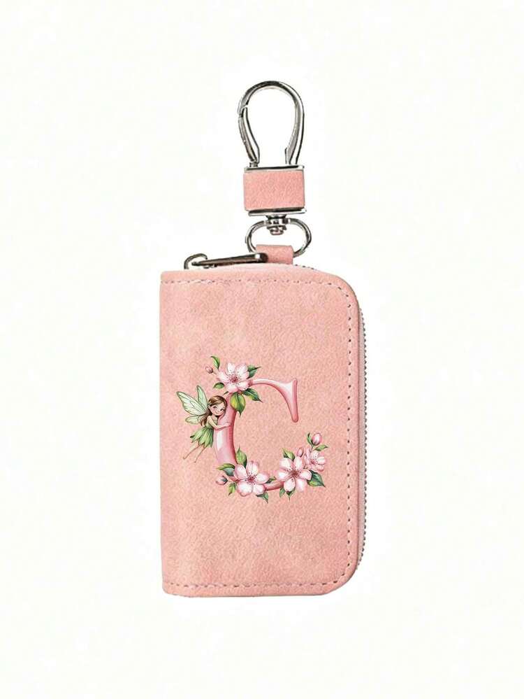 Pink Zipper Key Pouch With Little Elf Flower Letter, Matte Leather, Functional Key Pouch Suitable For Car, Home And Office - Perfect For Graduation, Teacher's Day - Neutral Design, Travel Accessory, Elegant Jewelry, Premium Craftsmanship, Professional Accessory, Perfect Gift For Classmates And Friends, Realistic, Mini, Minimalist Style, Perfect Wedding And Holiday Gift Or Accessory For Women's Handbag, Keychain, Valentine's Day Gift, Ideal Choice For Graduation Ceremony And Teacher's Day - Multicolor - View 20
