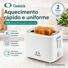Torradeira Elétrica Onistek 2 Fatias 720W 127V 7 Níveis de Tostagem com Bandeja de Migalhas ON-FE408 - Multicolorido - Visão 9