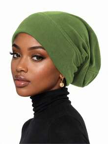 1/2 piezas Gorro interior elástico suave para mujer, turbante gorro de unicolor, envoltorio de cabeza transpirable y ligero, gorro para dormir, uso diario - color - Ver 17