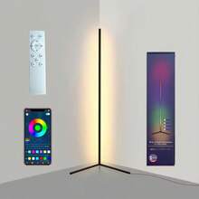 LED Corner Floor Lights -16Million DIY Color Changing, RGB Smart Modern Lights With Remote Control And APP Control, USB Power Supply, Four Modes With Music, Game Room, Living Room Office And Party Decor - Black - View 2