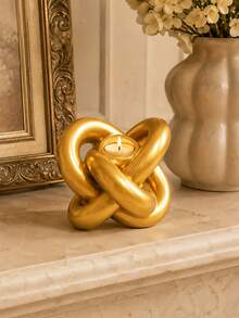1pc Modern Abstract Knot Tea Light Candle Holder, Sculptural Candle Stand, Minimalist Desktop Home Decor, Suitable For Living Room, Bedroom, Coffee Table, Bookshelf, Mantel And Entryway - Knot Candle Holder - View 7
