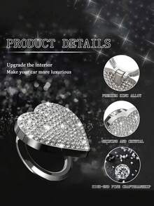 Heart-Shaped Sparkling Car Engine Start/Stop Button Cover, Rhinestone Diamond Ignition Switch Protective Cover, Universal Car Interior Decoration Accessory, Suitable For Women - Heart-shaped Decorative Stickers - View 2