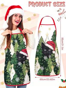 2pcs Christmas Apron, Suitable For Cooking In The Kitchen, For Festivals And Parties. It's Also A Great Gift To Give To Friends. - Multicolor - View 3