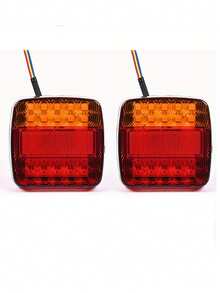 GLANBERT 2pcs LED Square Tail Lights 12V 3 Colors Yellow/Red/White 20LED Trailer Brake Lights Turn Signal Lights For RV Car Pickup Truck - Square Lamp - View 15