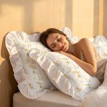 2/3pcs Pink Floral Pattern Fresh Elegant Design Ruffle Duvet Cover Set, Set Includes 1 Duvet Cover + 1/2 Pillowcases, No Filling - Soft Comfortable Breathable Bedding, Suitable For All Seasons, Perfect For Creating A Cozy Warm Bedroom, Guest Room, Ultra Soft Breathable Absorbent Bedding - Multicolor - View 5