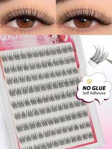 108pcs C-Curl False Eyelashes, Segmented Built-In Adhesive Strip, Realistic And Natural, Beginner-Friendly, Daily Wear, Reusable, Press-On Self-Adhesive False Eyelash Clusters, Individual False Eyelashes, Suitable For DIY False Eyelashes At Home - C - View 1