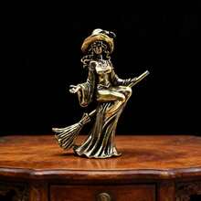 1pc Brass Material Creative Broom Moon Statue Ornament, Suitable For Living Room Desktop Home Decor Wizard Statue - Multiple Styles - View 8