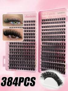 Special Offer Multi-Box Set (1/2/3 Boxes, 384 Clusters) - D Curl Large Capacity Eyelash Tray, Premium Quality Low Price, New DIY Eyelashes, Fluffy Soft 3D Faux Mink False Eyelashes, Lightweight And Comfortable, Suitable For DIY Lash Extension Makeup Effect - D - View 6