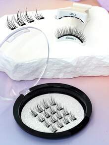 Segmented Magnetic Fairy False Eyelashes, Long & Wispy, Defined Clusters, Portable Round Case - View 4