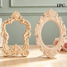 1pc Creative European Style Unpainted Wooden Carved Photo Frame Mirror Frame Home Decor, Unpainted Wood Material, Woodworking Supplies, Scrollwork, Suitable For Wedding Decoration - Home Decor - Holiday Gift - Multicolor - View 10