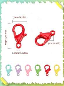 35pcs 14mm Colorful Lobster Clasp DIY Jewelry Buckle, Suitable For DIY Handmade Necklace, Bulk Lobster Clasp, Bracelet Buckle And Other Material Accessories, Colorful Small Business Supplies - Lobster Clasp - View 9