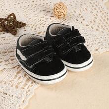 1 Pasang Sepatu Jalan Bayi Unisex dengan Desain Perekat Velcro, Cocok untuk Musim Semi dan Gugur - Hitam - View 9