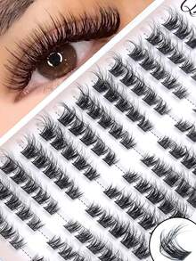 120 Clusters D Curl Fluffy Dense Lash Clusters, Wispy Voluminous Individual Lashes, Soft Segmented DIY Eyelash Extension Kit For Daily, Office, Dating, Party, Photoshoot & Clubbing - D - View 9