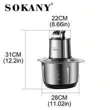 SOKANY 06014 Multi-Function Meat Grinder, 1000W High Power Motor, Approx. 5L Large Capacity, Three-Layer Stainless Steel Blades, Stainless Steel Body, Easy To Clean, Two-Speed Control, Meets Different Food Hardness Requirements - Silver - View 9