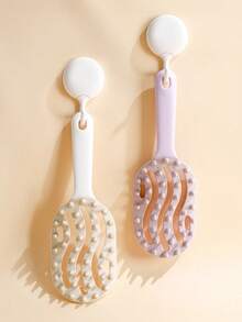 1/2Pcs Long Handle Scalp Care Massage Comb,Hollow Coarse Tooth Design,Wet And Dry Use, Suitable For Nail Art And Applying Care Products(Random Color) - Multicolor - View 11