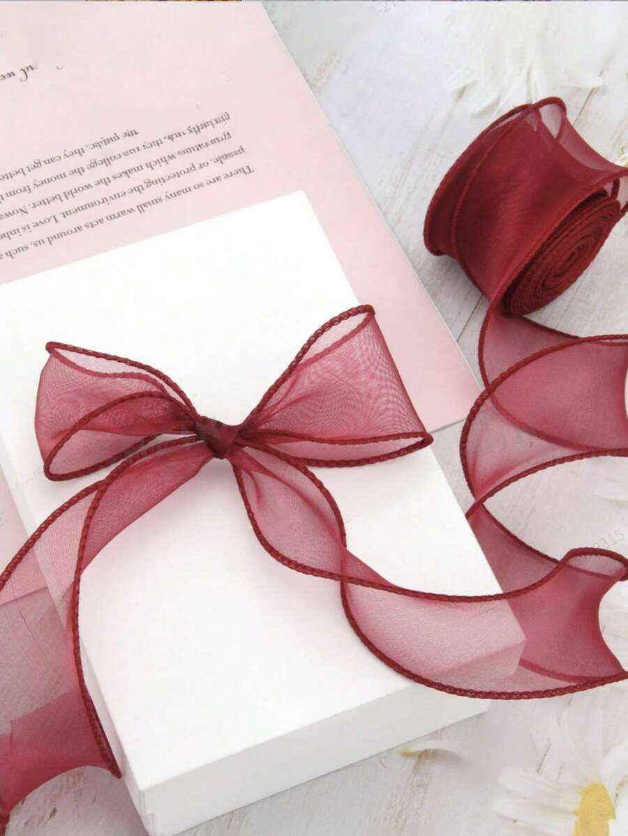 1 Roll 9m Hemmed Ribbon For Floral Arrangement Packaging, Bows, Gift Wrapping, Wedding, Holiday And Party Decoration - Multicolor - View 1