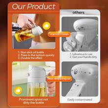 2-In-1 Glass Olive Oil Spray Bottle, Cooking Liquid Separator Bottle, 470ml, Spray And Pour Dual Use, Portion Control, Includes Stickers, Suitable For Salad, Frying And Grilling - View 4