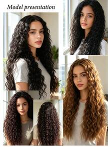 4pcs Clip-In Curly Hair Extensions Set, 22 Inch Voluminous Curly Synthetic Hair Pieces, 11 Clips Heat-Resistant Full Volume Thick Hair, 180g/Pack, Suitable For Women, Easy To Install, Perfect For Daily Wear, Halloween, Christmas And Cosplay Parties - Multicolor - View 8