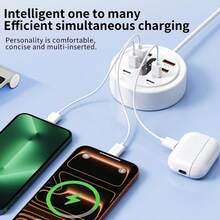 Upgraded 66W Round 8-Port USB Fast Charging Station - 4*Type-C PD + 4*USB-A, Compact Artistic Design, High-Speed Charging, Suitable For Laptops/Tablets/Multiple Devices, A Fast Charger Designed For Multiple Devices, Space-Saving Power Hub - View 4