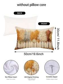 1/2/4pcs Vintage Autumn Forest & Maple Leaf Lumbar Pillow Covers, Country Autumn Tree Oil Painting Print Rectangular Throw Pillow Cases, Cozy Farmhouse Thanksgiving Home Decor - Multicolor - View 3