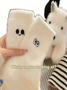 5 Pairs White Expression Socks, Various Different Funny Expressions, Suitable For Girls' Daily Wear In Autumn/Winter, Warm And Comfortable. - Multicolor - View 4
