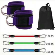 1/2pcs Ankle Strap Resistance Band With D-Ring, Adjustable Elastic Ankle Cuff For Home, Gym And Leg Training - Multicolor - View 8