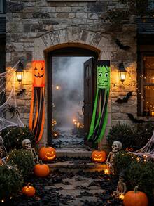 Halloween Wind Vane Hanging Ghost Wind Sock, Scary Ghost Decoration, Ghost Wind Direction Indicator, Holiday Yard Outdoor Decor, Polyester Wind Sock Flag, Suitable For Halloween Yard Decoration And Holiday Celebration, Halloween Gift - Multicolor - View 3