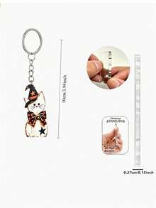 2d Flat Acrylic Witch Cat Decoration Keychain Pendant, Cat Keychain, Event Commemorative Gift, Couple Keychain, Backpack Pendant, Car Keychain, Unisex - Multicolor - View 9