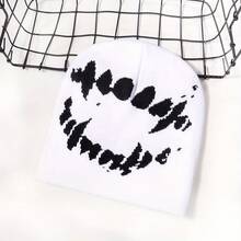 European And American Quirky Gothic Style Jacquard Knit Beanie, New Autumn/Winter Personalized Street Fashion Cold Weather Hat - Purple - View 5