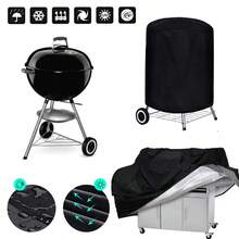 Penutup Panggangan BBQ Kain Oxford 210D dengan Tali Serut, Tahan Air, Tahan Debu, Tahan Sinar UV, Penutup Pelindung BBQ Luar Ruangan, Cocok untuk Taman dan Teras - Hitam - View 7