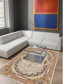 Digitally Printed Non-Slip Washable Runner And Area Rug Living Room Carpet, Modern Design | Modern, Scandinavian, Bohemian And Classic Styles | 100% Polyester - Red - View 3