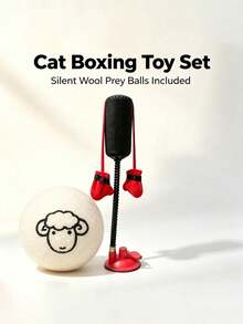 1pc Cat Boxing Target Ball And Silent Wool Prey Ball, Indoor Living Room Play And Bedroom Relaxation Entertainment, Suitable For Kittens And Adult Cats, Fun Training To Help Pets Release Energy, Popular Hot-Selling Pet Toy - Multicolor - View 12