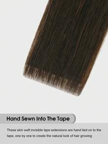 SUYYA 10pcs Dark Brown Seamless Invisible Hair Extensions Straight Human Hair Invisible Hair Patches - S2 - View 5